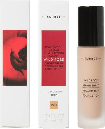 Korres Άγριο Τριαντάφυλλο Brightening Second Skin Foundation WRF2 Λάμψη Τέλεια Φυσική Κάλυψη 30ml